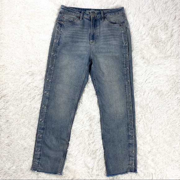 Sold** Topshop Side snap straight leg jeans size 28 - Picture 4 of 6